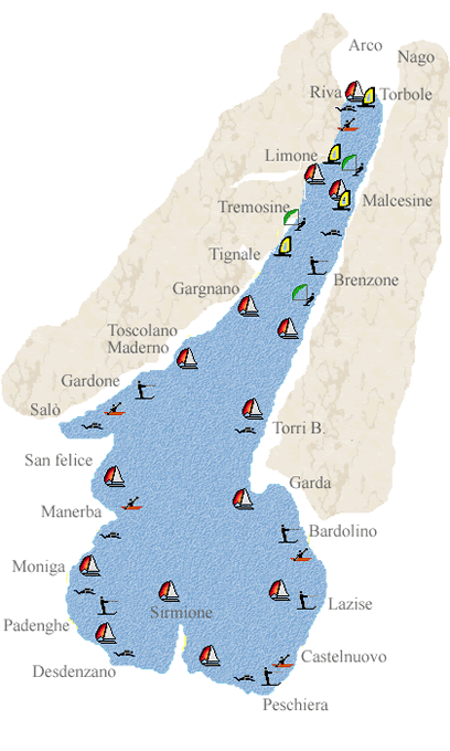 Lago di Garda mappa sport acquatici